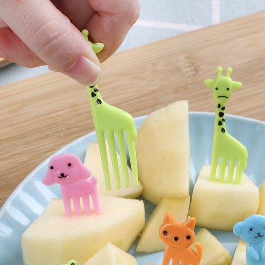 10 Pcs/Pack Mini Cartoon Cute Animal Farm Fruit Fork | Bento Lunches Toothpick for Children