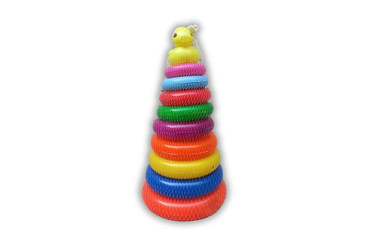 Rainbow RIng Tower with Mini Duck for Kids (Multicolored Rings) - Scary Ammi Shop