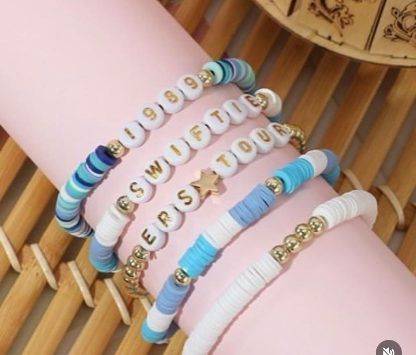 swiftie blue beaded bracelets - Scary Ammi Shop