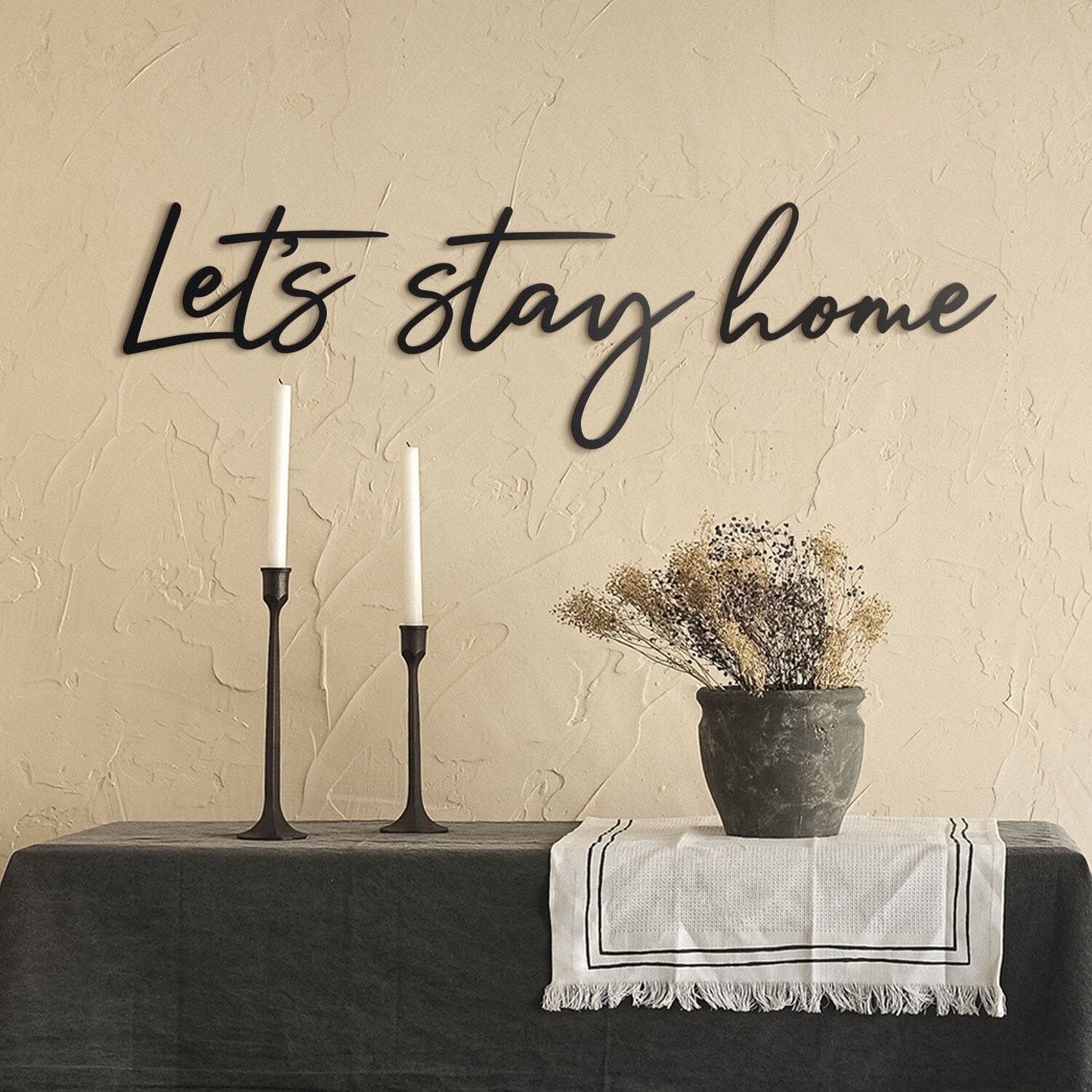 Let's Stay Home Wall Hanging Living Lounge Bedroom Caption Decor - waseeh.com